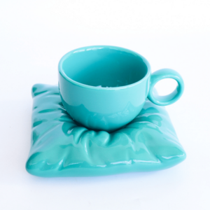 Pillow cup and saucer turquoise