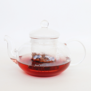 glass tea pot filled