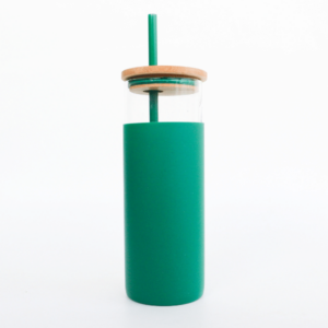 Glass Bottle with Sleeve Green